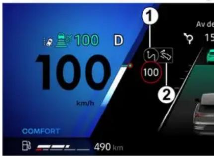 100 D 100 km/h COMFORT 490 km Av de 15 100 ① ②