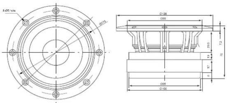 8.05 mm Ø15 C128 Ø68 7,3 29,5 72 10 17 Ø65 C100