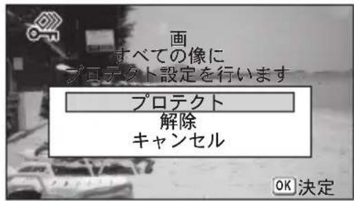 画 すべての像に プロテクト設定を行います プロテクト 解除 キャンセル OK 決定
