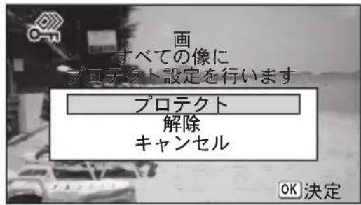画 すべての像に プロテクト設定を行います プロテクト 解除 キャンセル OK 決定