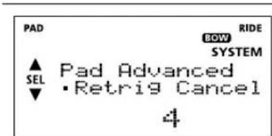 PAD ROW RIDE SYSTEM ▲ Pad Advanced ▼ ·Retrig Cancel 4