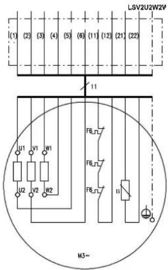 LSV2U2W2V (1) (2) (3) (4) (5) (6) (11) (12) (21) (22) 11 U1 V1 W1 U2 V2 W2 F8 F8 F8 B M3~