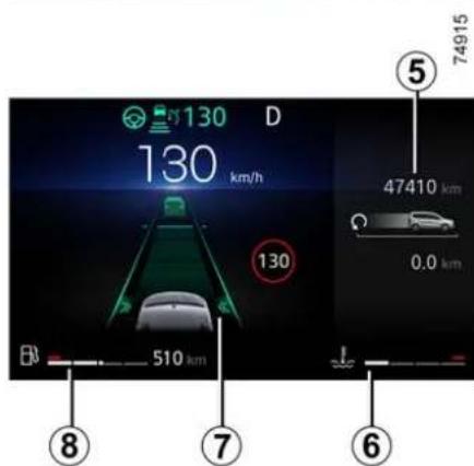 130 D 130 km/h 130 510 km 47410 km 0.0 km 74915 ⑤ ⑥ ⑦ ⑧