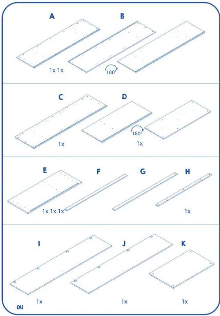 A B 1x 1x 180° C D 1x 180° 1x E F G H 1x 1x 1x 1x I J K 04 1x 1x 1x