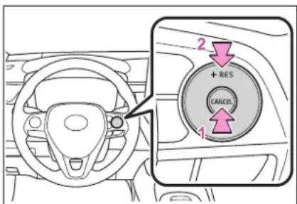 TOYOTA Corolla Hybrid (2019) - Zrušenie a opätovné zapnu- tie ovládania rýchlosti - 1