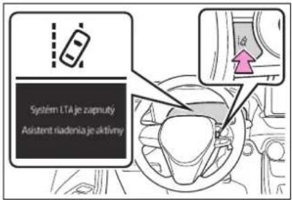 System LTA je zapnutý Asistent riadenia je aktivny