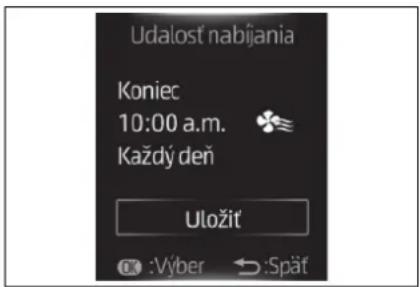 Udalost nabijania Koniec 10:00 a.m. Kazdy deň Uložit' OK :Výber ↔ Späť