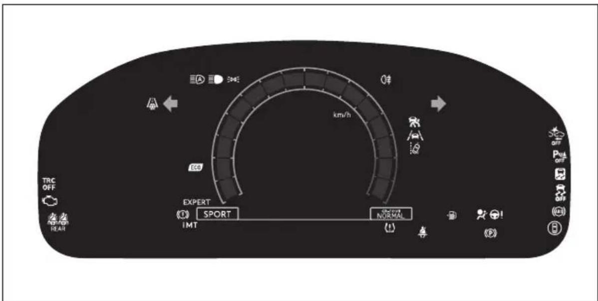 A SHE km/h ECO EXPERT SPORT IMT NORMAL TRC OFF P OFF OFF REAR