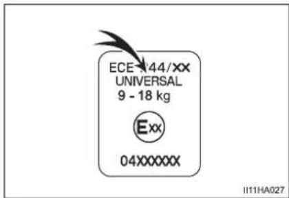 ECE-44/XX UNIVERSAL 9 - 18 kg Exx 04XXXXXX II11HA027