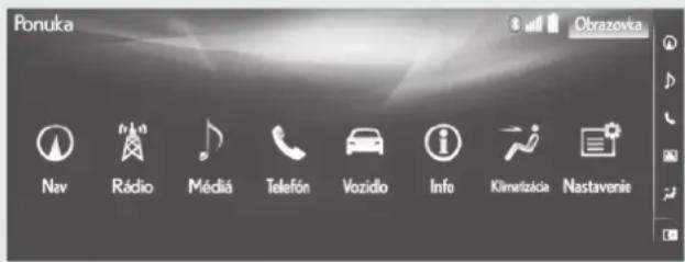 Ponuka Nav Rádio Média Telefón Vozidlo Info Klimaticcia Nastavenie