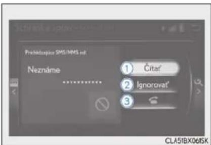Prédiuszijez SMS/MNS nM Nezname 1 Čitar 2 Ignorovat* 3 CLA51BX06ISK