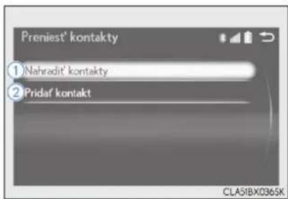 Preniest' kontakty ① Nahredit kontakty ② Pridaf kontakt CLA5IBX036SK