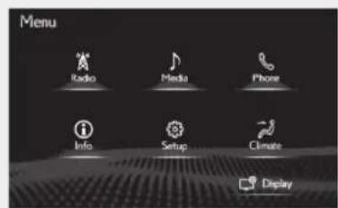 Menu Radio Media Phone Info Setup Climate Display