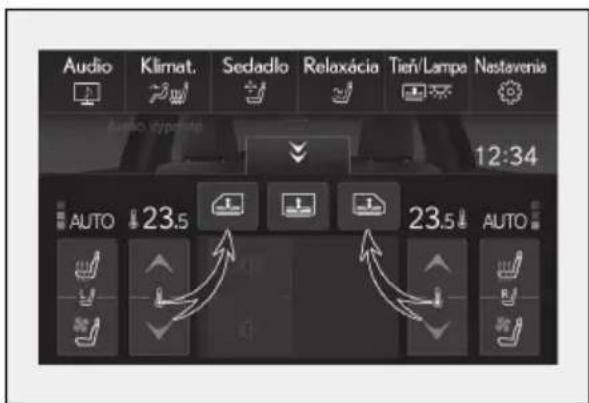 Audio Klimat. Sedadlo Relaxácia Tiér/Lampa Nastavenia 12:34 AUTO 23.5 23.5 AUTO