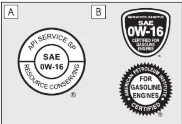 A API SERVICE SP SAE 0W-16 RESOURCE CONSERVING ® B AMERICAN PETROLEUM INSTITUTE SAE 0W-16 CERTIFIED FOR GASOLINE ENGINES TM FOR GASOLINE ENGINES CERTIFIED ®