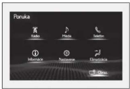 Ponuka Radio Media Telefon Información Nastavenie Kimetácia Obraz