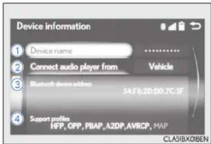 LEXUS RX 300 (2017) - Stav registrácie Bluetooth® zariadenia - 1