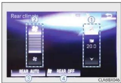 Rear climate ② ① 20.0 REAR AUTO REAR OFF ③ ④ CLA61BX046