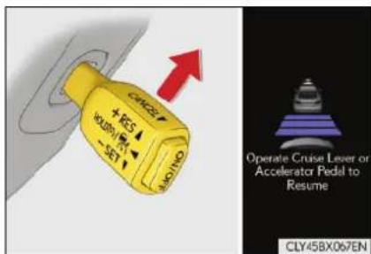 CRUSET + RES WDGET/1 - SET WDOVO Operate Cruise Lever or Accelerator Pedal to Resume CLY45BX067EN