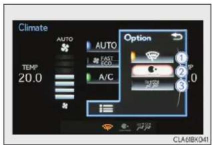 Climate TEMP 20.0 AUTO AUTO FAST ECO A/C Option 1 2 3 CLA6IBK041