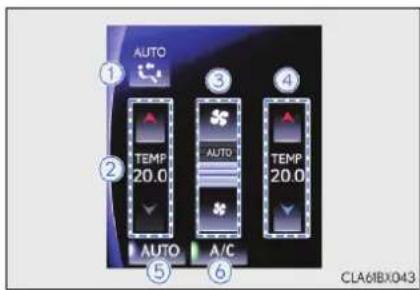 AUTO TEMP 20.0 AUTO A/C AUTO TEMP 20.0 ① ② ③ ④ ⑤ ⑥ CLA61BX043