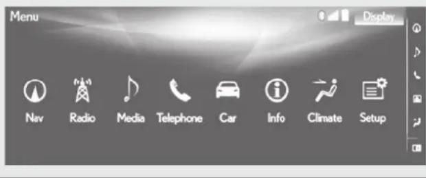 Menu Display Nav Radio Media Telephone Car Info Climate Setup