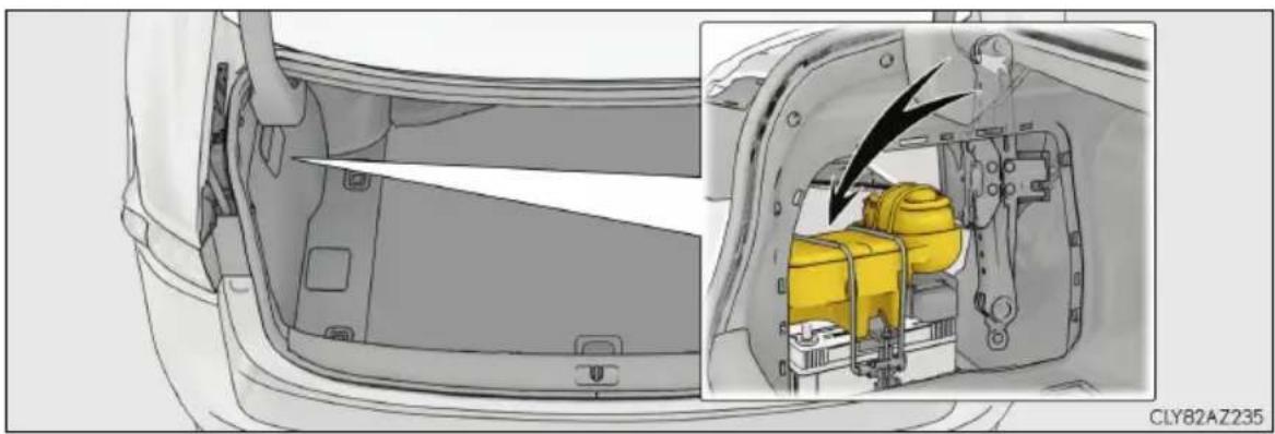 LEXUS IS 300h (2016) - Umiestnenie sady pre núdzovú opravu pneumatiky - 1