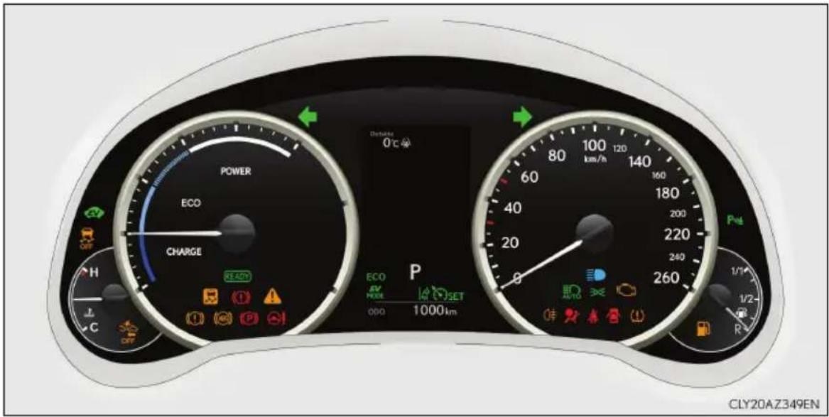 POWER ECO CHARGE EASTO 0°C Deluxe 0°C P ECO EV MODE 1000km 140 60 40 20 0 80 160 180 200 220 240 260 1/1 1/2 R CLY20AZ349EN