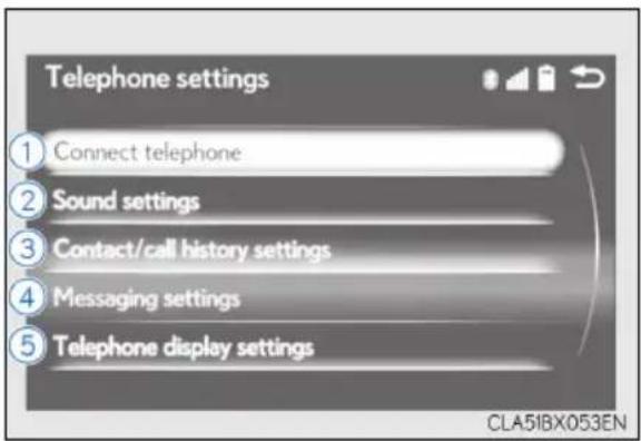 LEXUS IS 300h (2016) - Obrazovka "Telephone settings" (Nastavenie telefónu) - 1