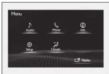 Menu Audio Phone Info Setup Climate Display