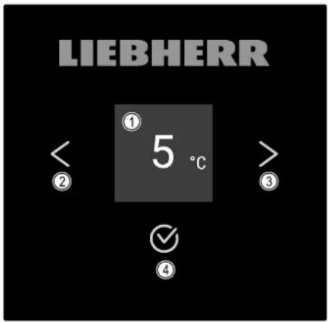 LIEBHERR ① 5 °C < ② > ③ ✓ ④