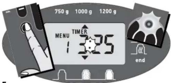 750 g 1000 g 1200 g MENU TIMER 1:325 end