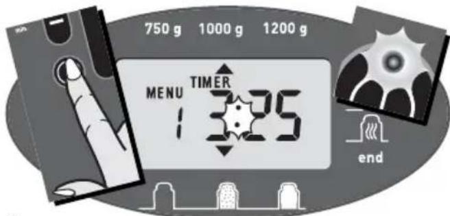 750 g 1000 g 1200 g MENU TIMER 1:3:25 end