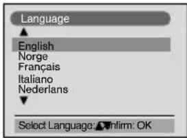 Language English Norge Français Italiano Nederlans Select Language: ▼ confirm: OK