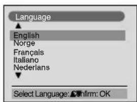 Language English Norge Français Italiano Nederlans Select Language: ▼ Confirm: OK