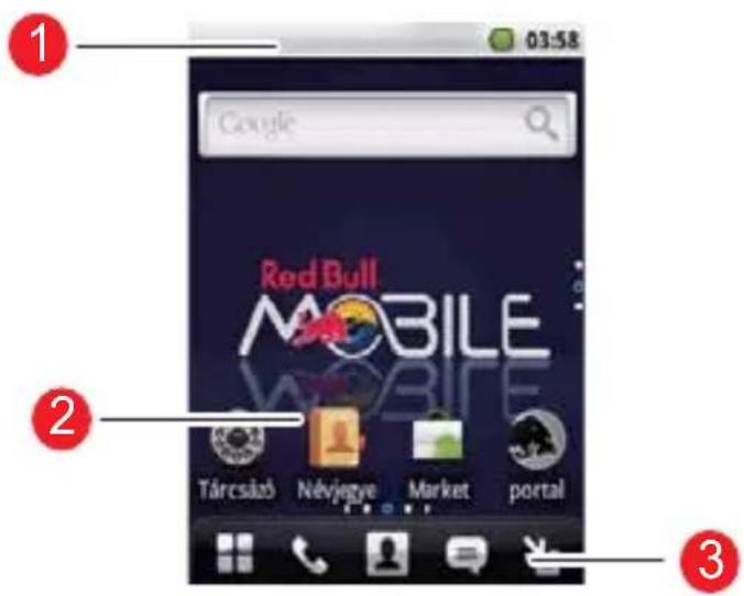 1 Google 03:58 2 Red Bull MOBILE Tárcsázó Névjegye Market portal 3