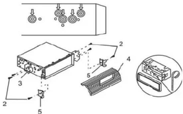 Technical diagram of an electronic device with labeled components and a magnified inset showing internal structure.
