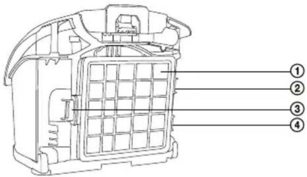 Technical diagram of a camera body with numbered annotations pointing to different components.