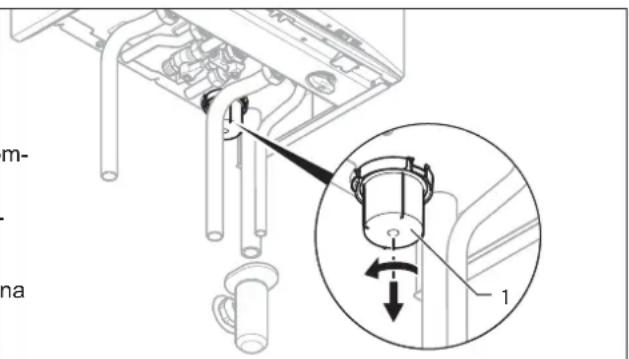 Technical diagram showing a mechanical assembly with labeled parts and an inset view of a cylindrical component with directional arrows.
