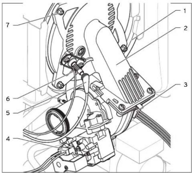 Technical diagram of a mechanical assembly with numbered components for identification