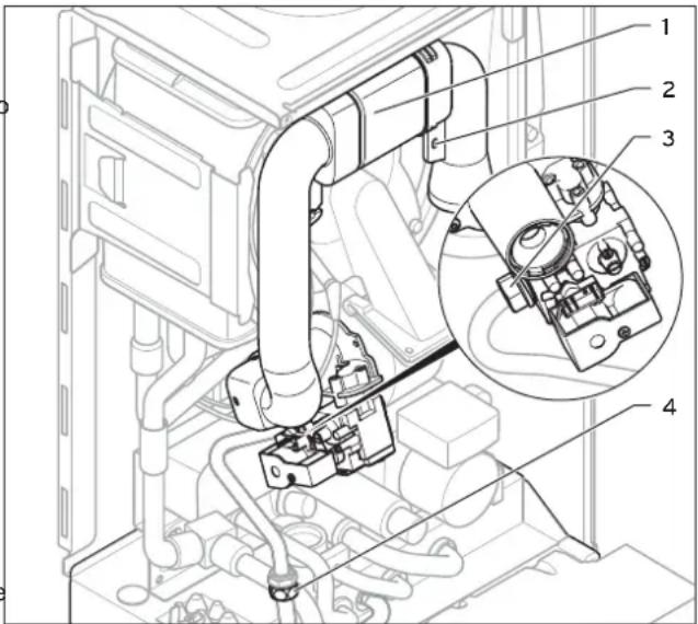 Technical diagram of a refrigerator internal components with numbered parts and an inset close-up view of the internal circuit.