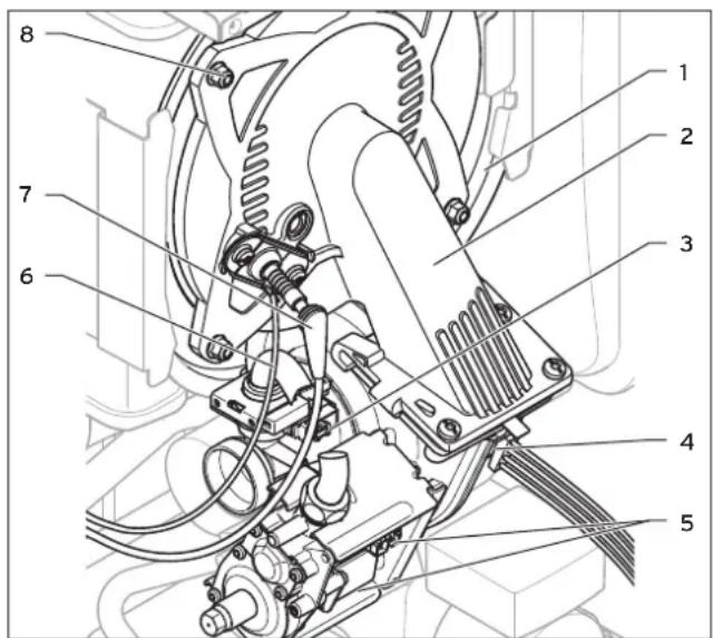 Technical diagram of a mechanical assembly with numbered parts for identification
