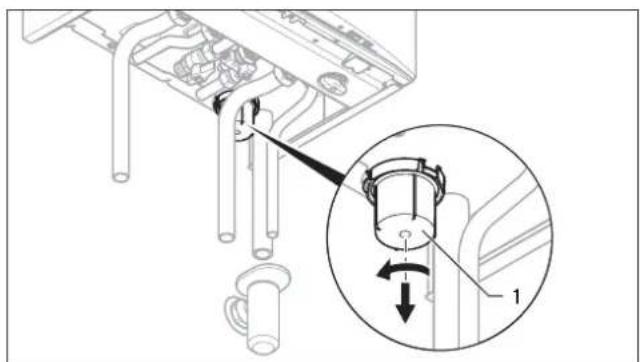 Technical diagram showing a mechanical assembly with labeled parts and an inset magnified view of a component.