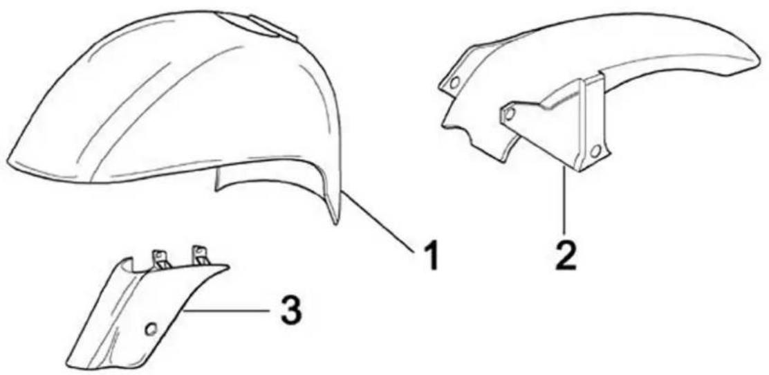 Technical diagram of a mechanical component with labeled parts 1, 2, and 3