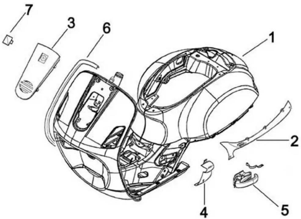 Exploded view diagram of a car air conditioner assembly with numbered parts for identification