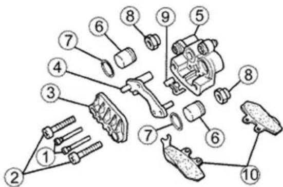 Exploded view diagram of a mechanical assembly with numbered parts for identification