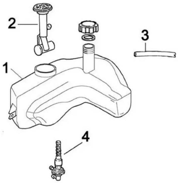 Technical diagram of a mechanical component with numbered parts for identification