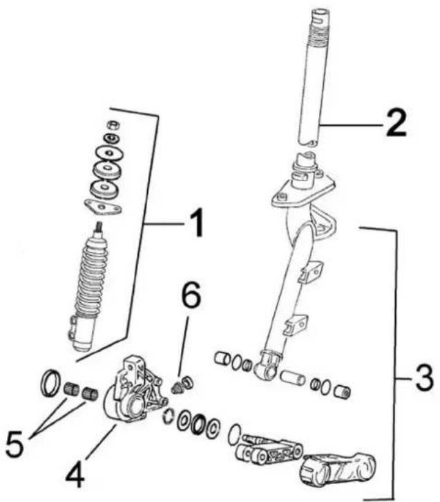 Exploded view diagram of a mechanical assembly with numbered parts for identification