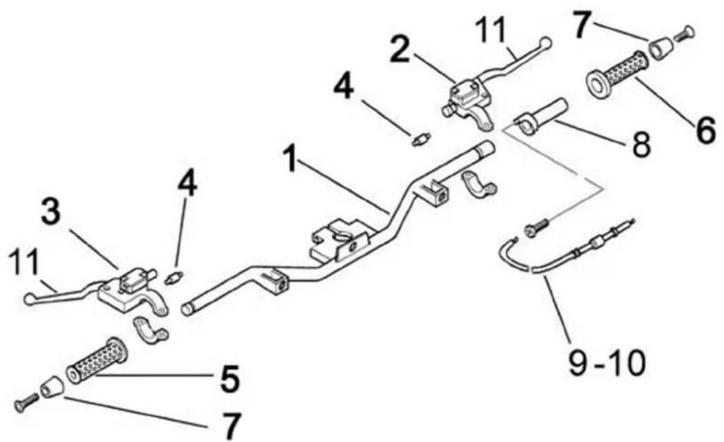 Exploded view diagram of a mechanical assembly with numbered parts for identification
