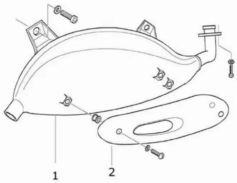 Technical diagram of a mechanical component with labeled parts and assembly details